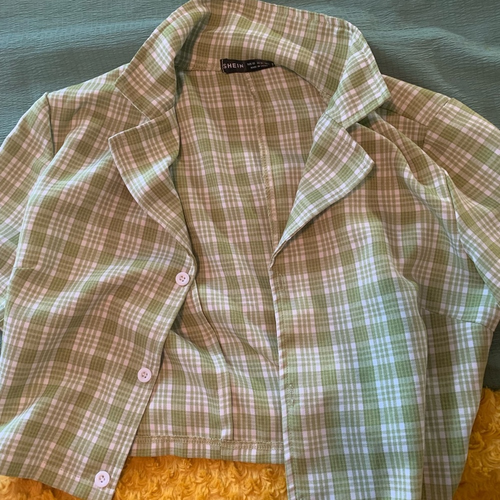 Green plaid jacket